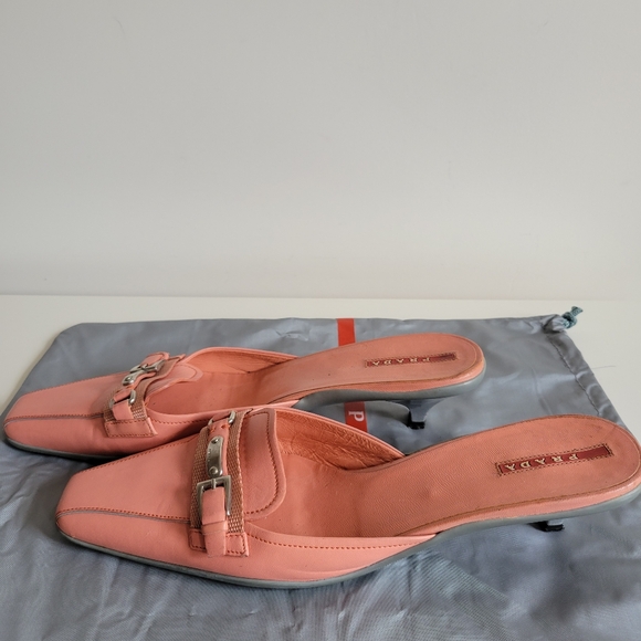 Prada Women's Pink and Orange Mules. Size US 9.5 EU 40 - Picture 3 of 10